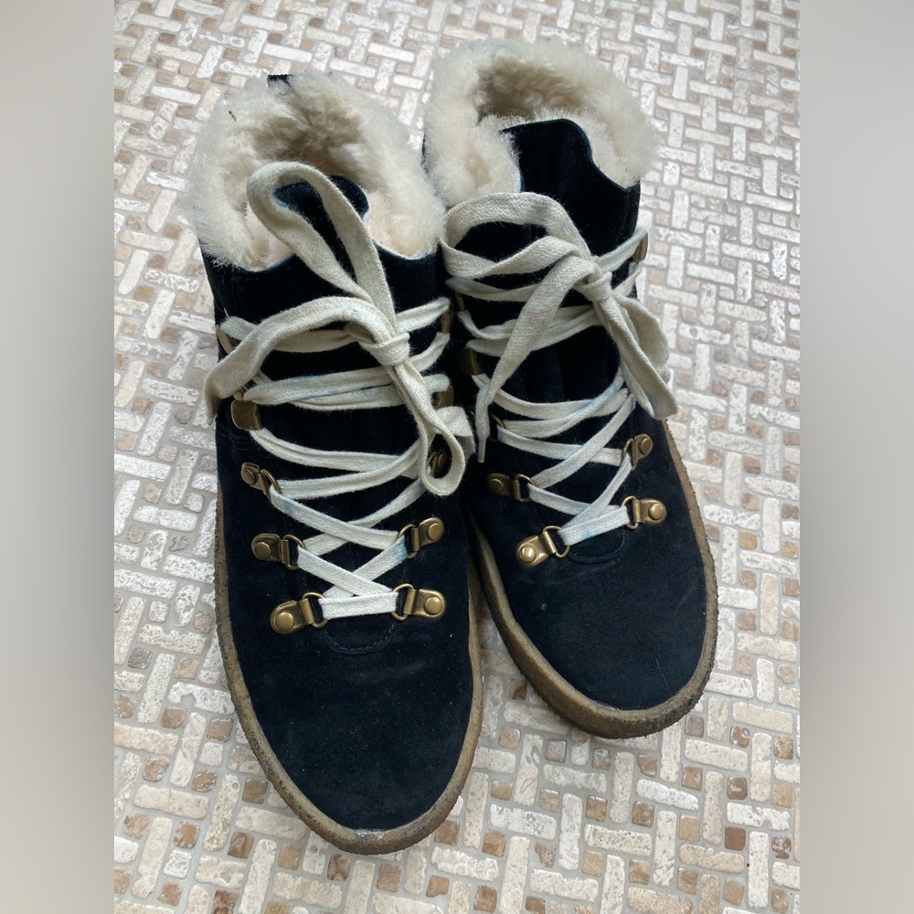 F-Troupe black suede shearling boots